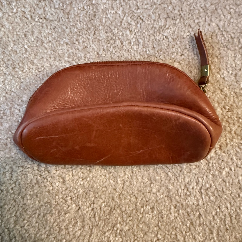 Madewell Brown Leather Zip Cosmetic Pouch